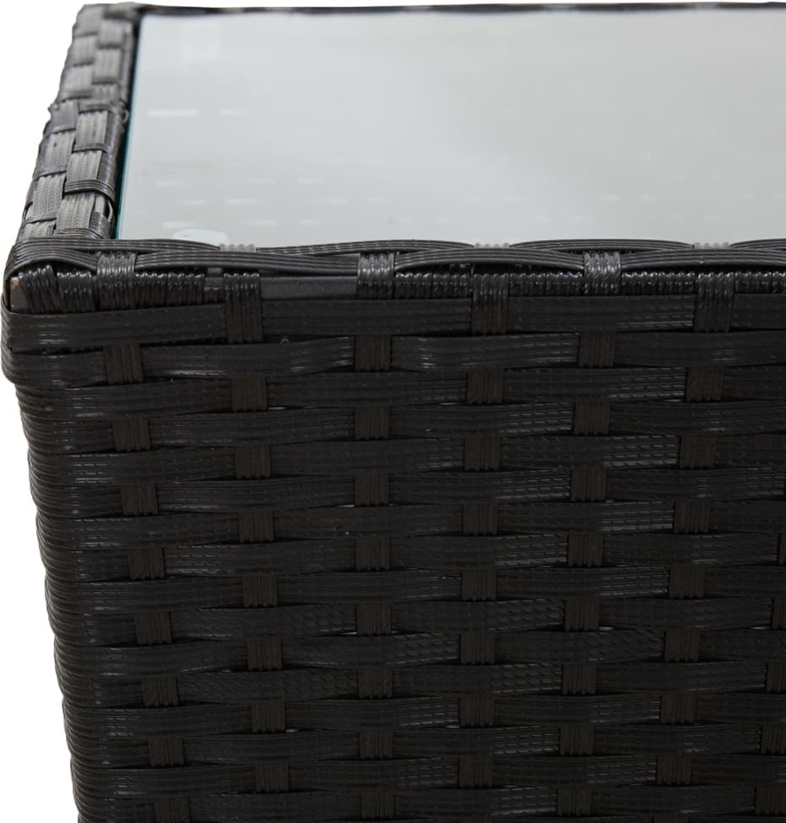 Vidaxl 3-delige Bistroset Poly Rattan En Gehard Glas - Zwart