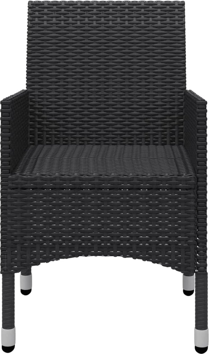 Vidaxl 3-delige Bistroset Poly Rattan En Gehard Glas - Zwart