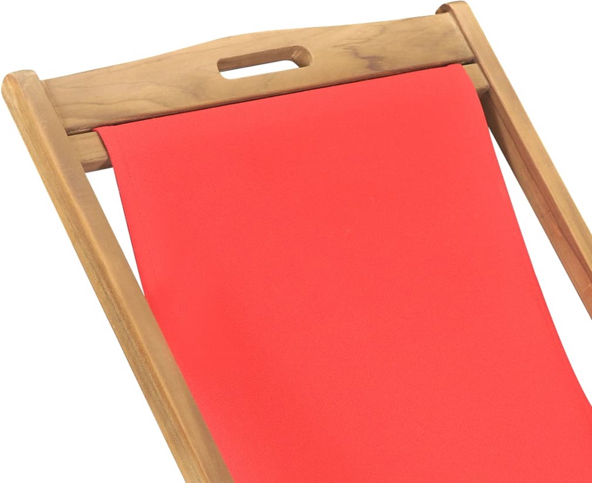 Vidaxl Strandstoel Inklapbaar Massief Teakhout - Rood