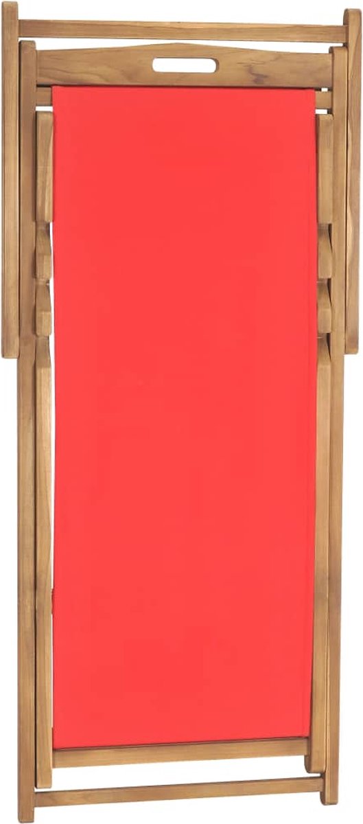 Vidaxl Strandstoel Inklapbaar Massief Teakhout - Rood