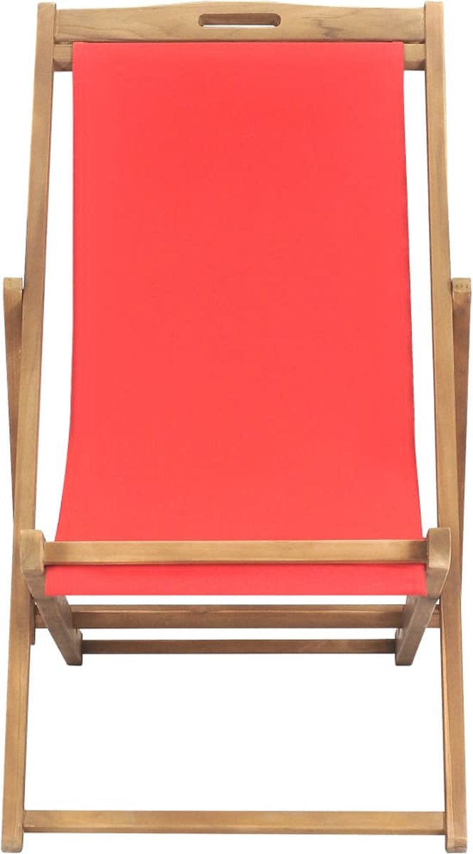 Vidaxl Strandstoel Inklapbaar Massief Teakhout - Rood