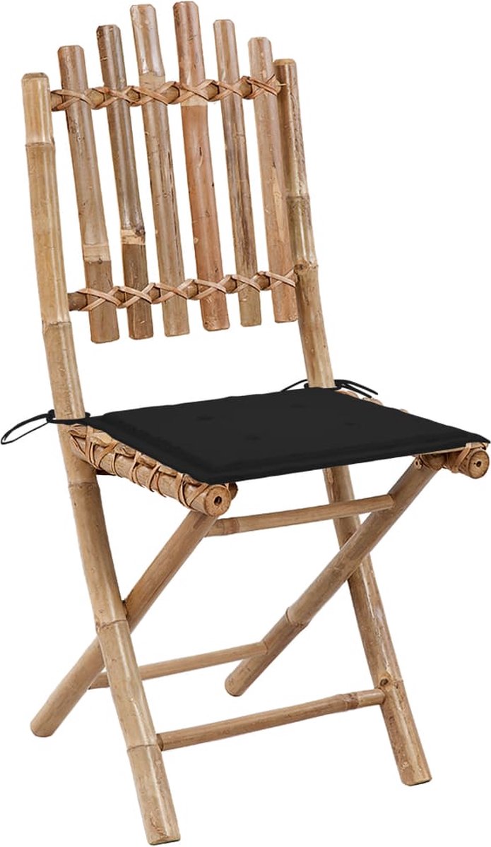 Vidaxl 5-delige Tuinset Inklapbaar Met Kussens Bamboe - Zwart