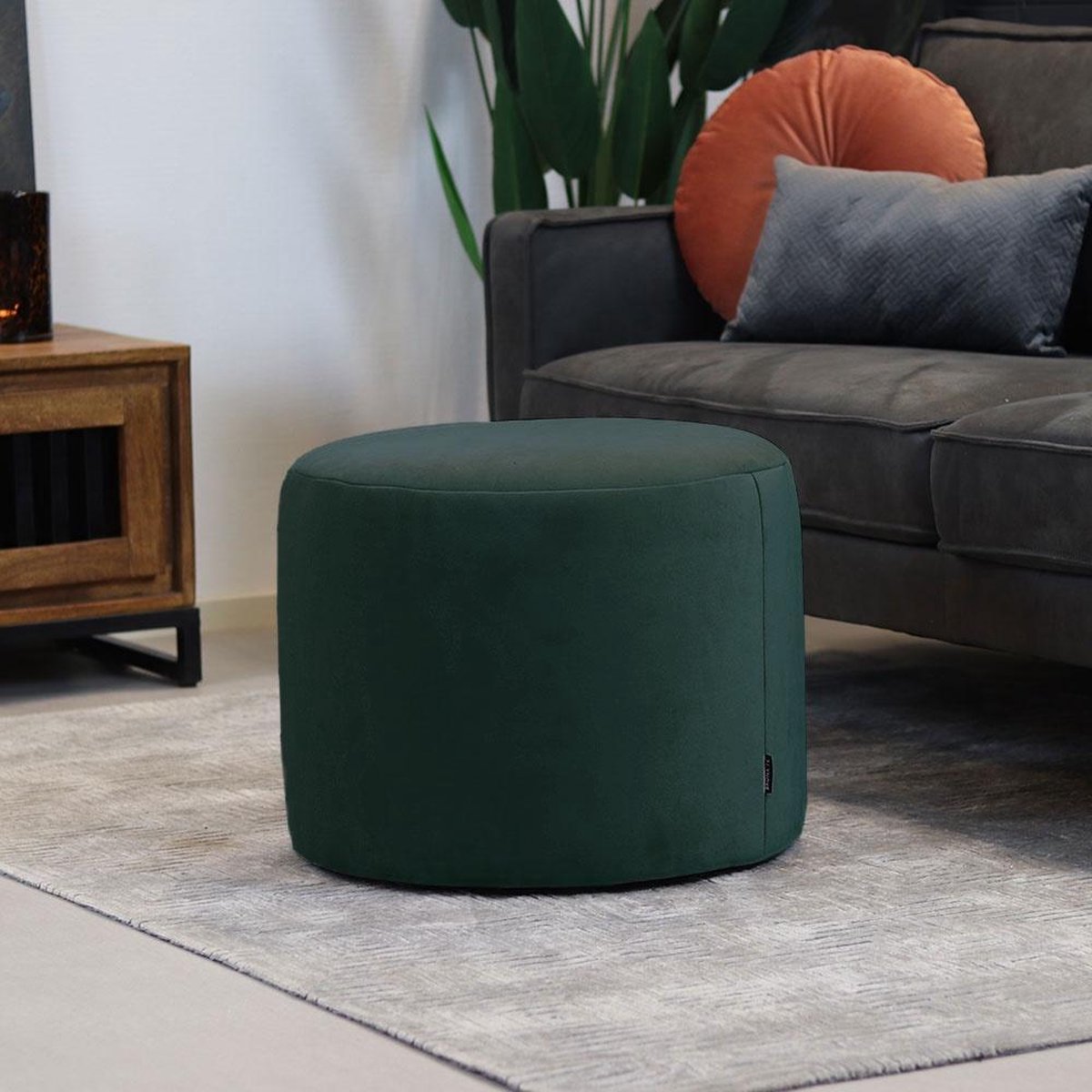 Bronx71 Velvet Poef Anna Donker - Groen
