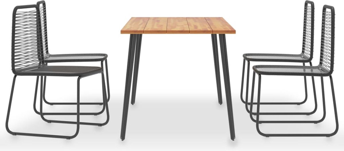 Vidaxl 5-delige Tuinset Massief Acaciahout En Poly Rattan - Zwart