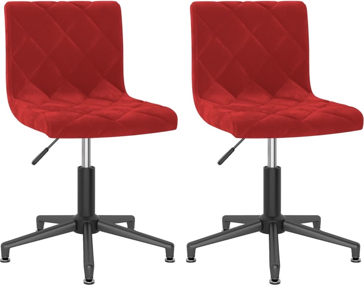 Vidaxl Eetkamerstoelen Draaibaar 2 St Fluweel Wijn - Rood