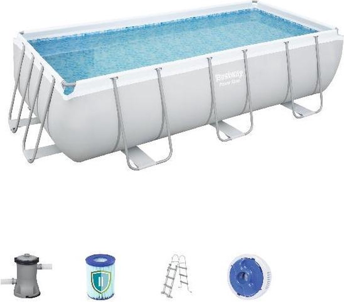Bestway Power Steel Zwembad Rechthoek - Ø 404 x 201 cm - Grijs