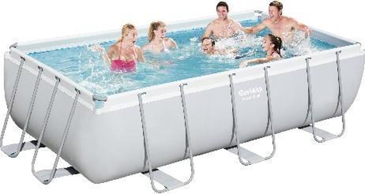 Bestway Power Steel Zwembad Rechthoek - Ø 404 x 201 cm - Grijs