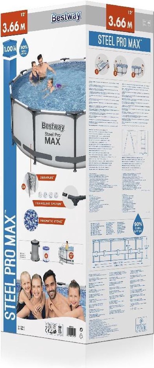 Bestway Steel Pro Max Zwembad - Ø 366 x 100 cm - Blauw