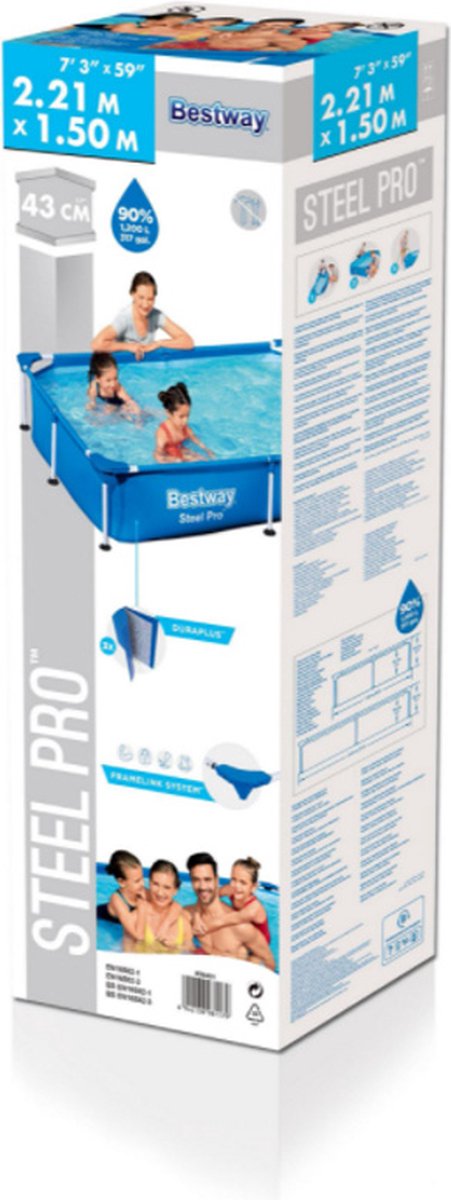 Bestway Zwembad Steel Pro Rechthoek 211 - 211 x 150 x 43 cm - Blauw