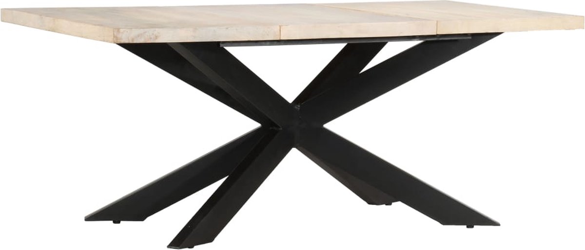 Vidaxl Eettafel 180x90x76 Cm Massief Gebleekt Mangohout - Bruin