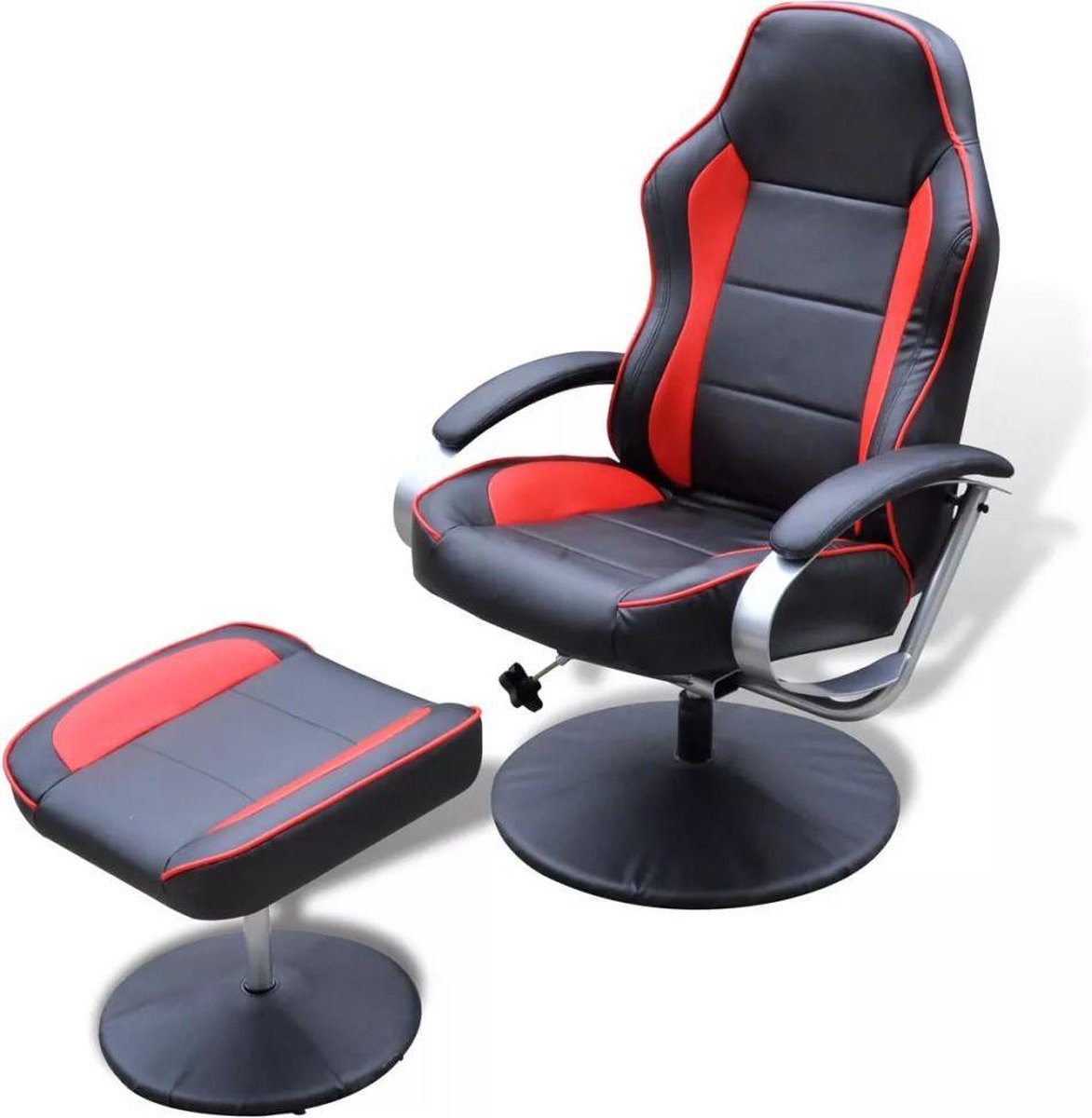 Vidaxl Tv-fauteuil Met Voetensteun Verstelbaar Kunstleer/rood - Zwart