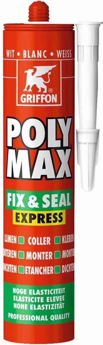 GRIFFON Poly Max Fix&Seal Express Montagelijm-/afdichtingskit Koker - 425gr - Blanco