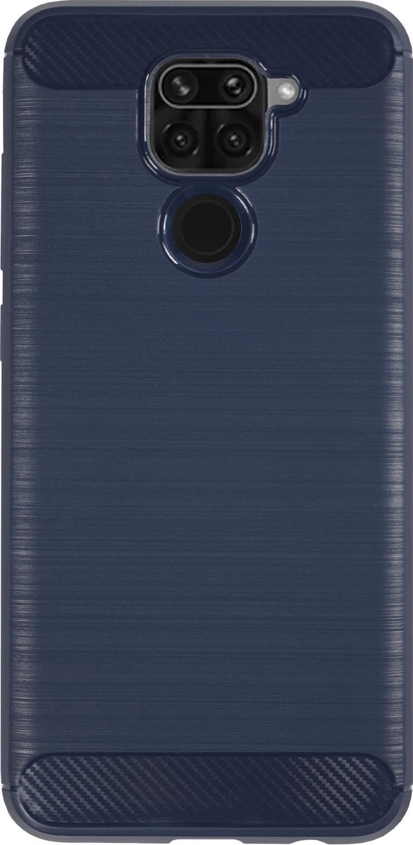 Bmax Carbon Soft Case Hoesje Voor Xiaomi Redmi Note 9 - Blue/ - Blauw