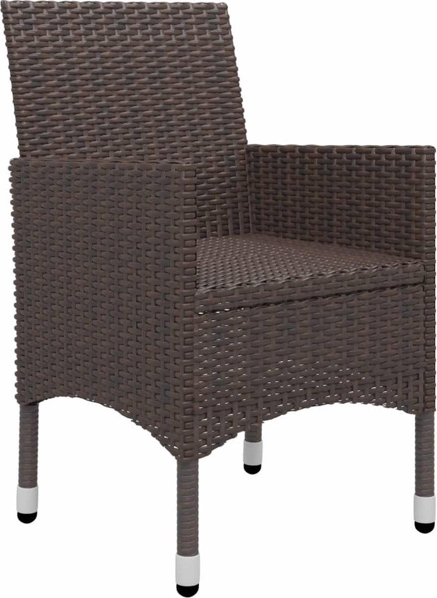 Vidaxl 3-delige Bistroset Poly Rattan En Gehard Glas - Bruin