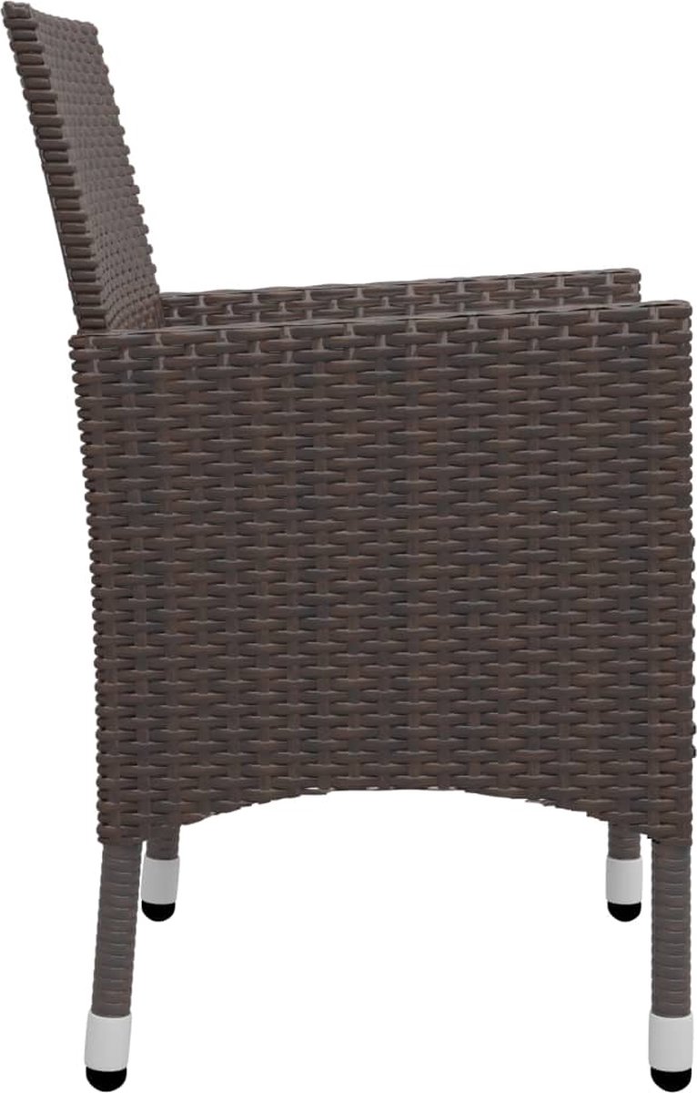 Vidaxl 3-delige Bistroset Poly Rattan En Gehard Glas - Bruin