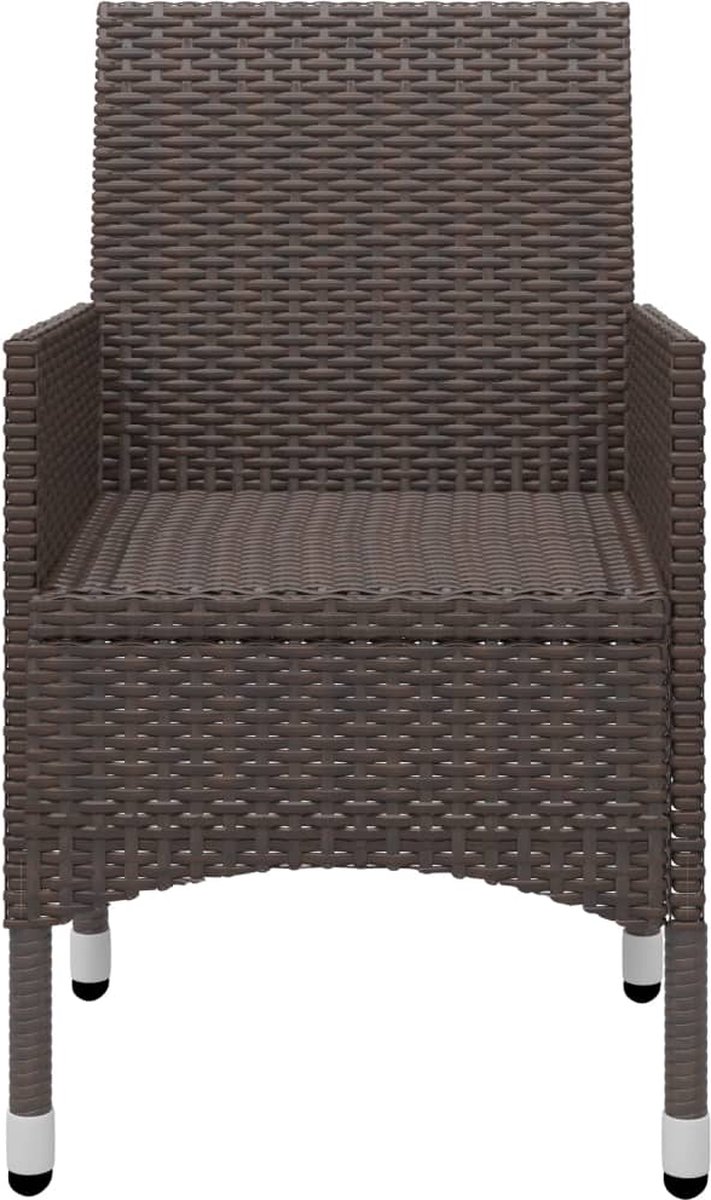 Vidaxl 3-delige Bistroset Poly Rattan En Gehard Glas - Bruin