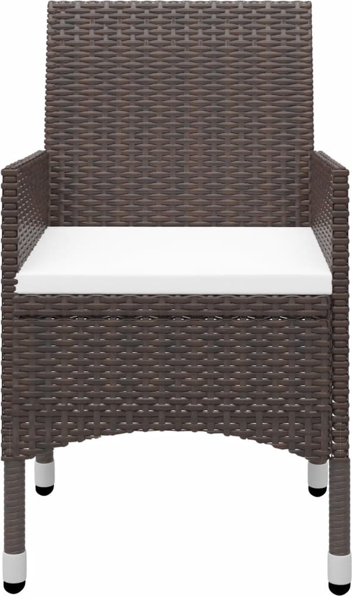 Vidaxl 3-delige Bistroset Poly Rattan En Gehard Glas - Bruin