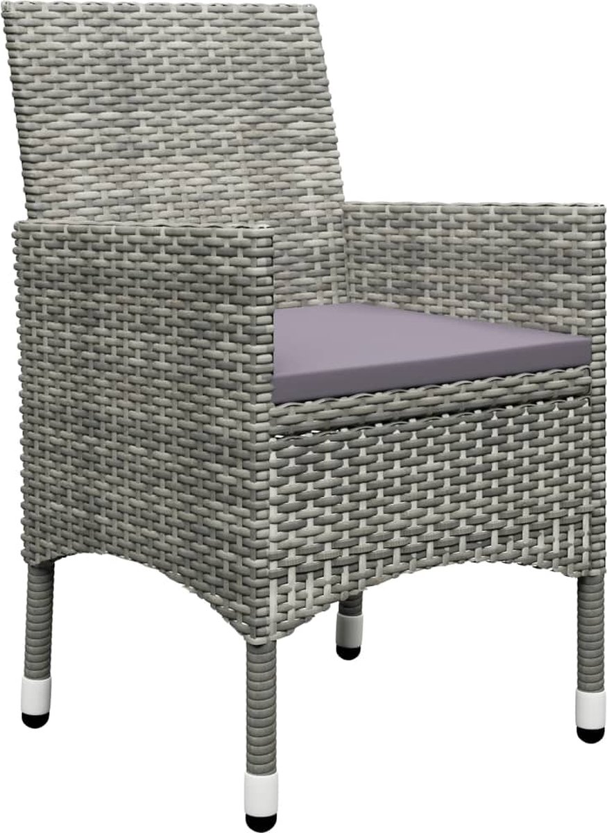 Vidaxl 3-delige Bistroset Poly Rattan En Acaciahout - Grijs