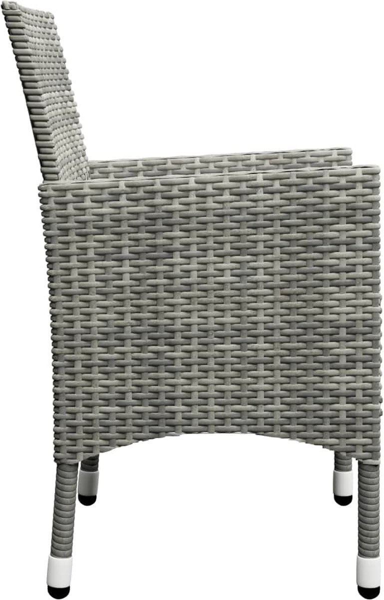 Vidaxl 3-delige Bistroset Poly Rattan En Acaciahout - Grijs
