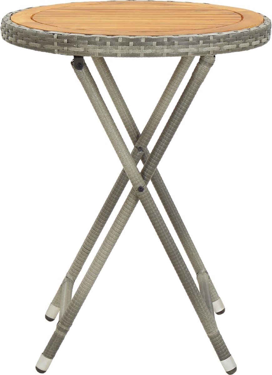 Vidaxl 3-delige Bistroset Poly Rattan En Acaciahout - Grijs