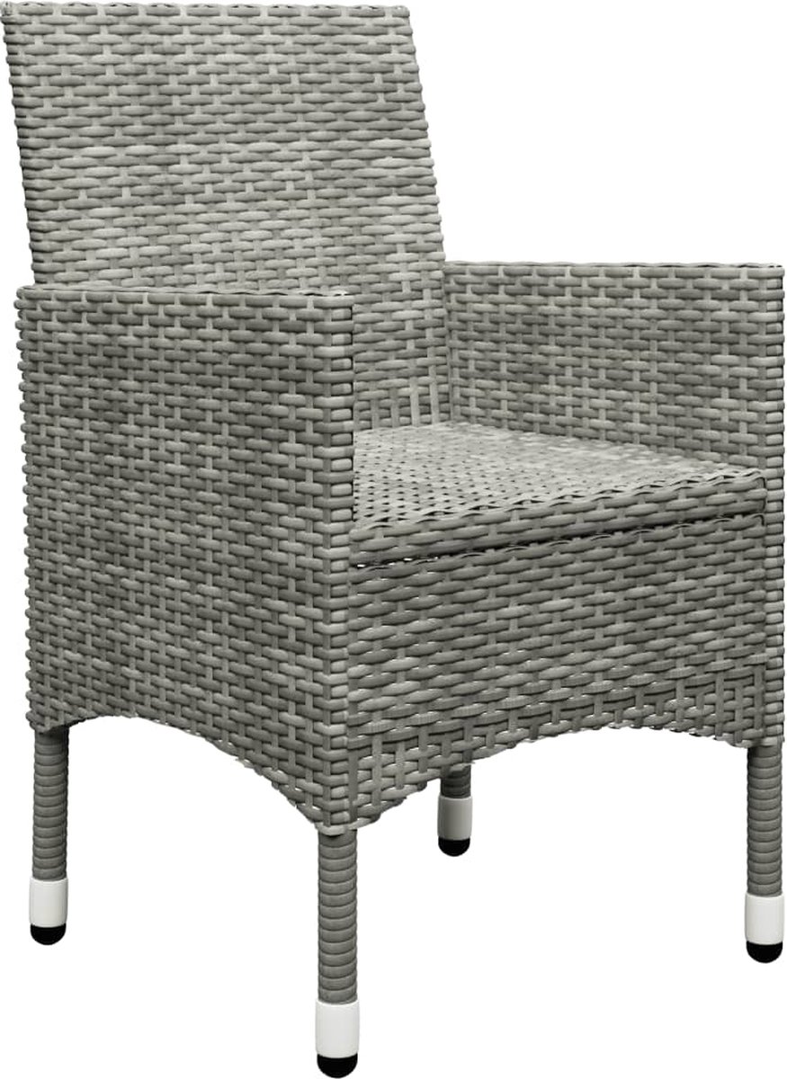 Vidaxl 3-delige Bistroset Poly Rattan En Acaciahout - Grijs