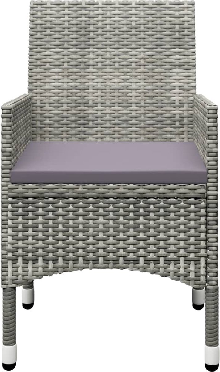 Vidaxl 3-delige Bistroset Poly Rattan En Acaciahout - Grijs