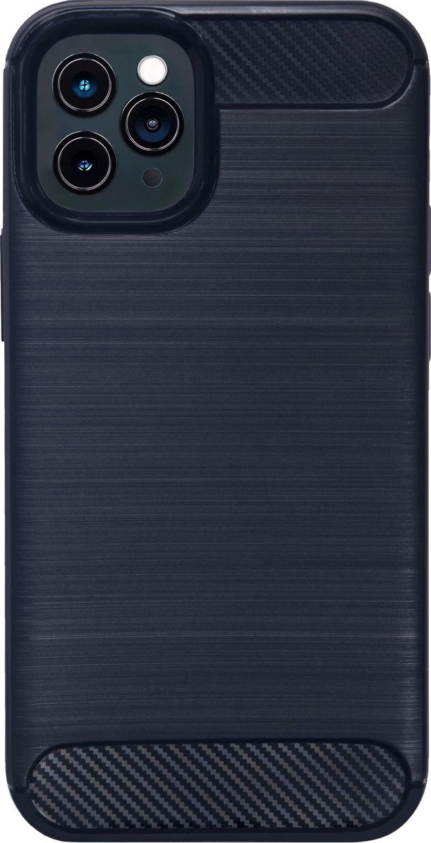 Bmax Carbon Soft Case Hoesje Voor Iphone 12 Pro - Blue/ - Blauw