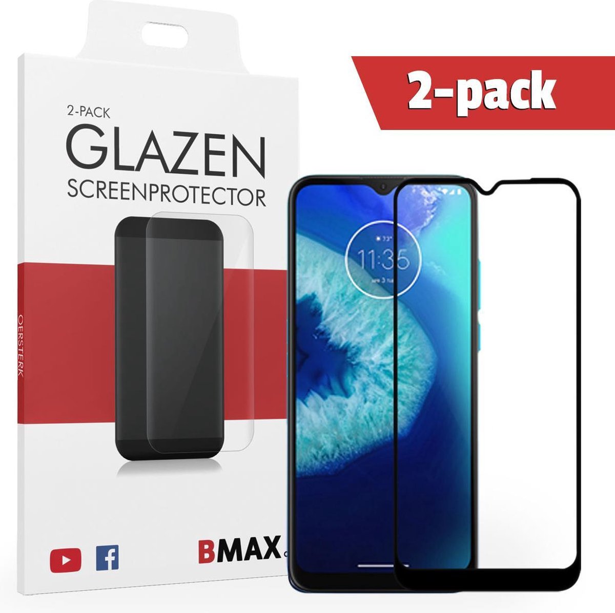 2-pack Bmax Motorola Moto G8 Power Lite Screenprotector - Glass - Full Cover 2.5d - Black/zwart