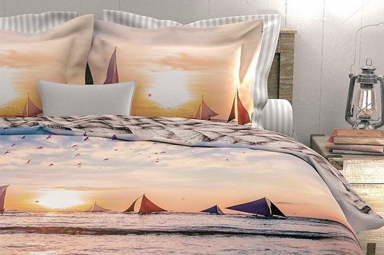 Heckett & Lane Dekbedovertrek Dylan - Sunset Naturel - Lits-jumeaux 240x200/220 Cm