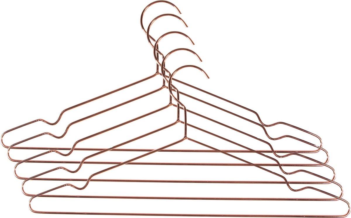 Quvio Kledinghanger Set Van 5 - Metaal - Koperkleur