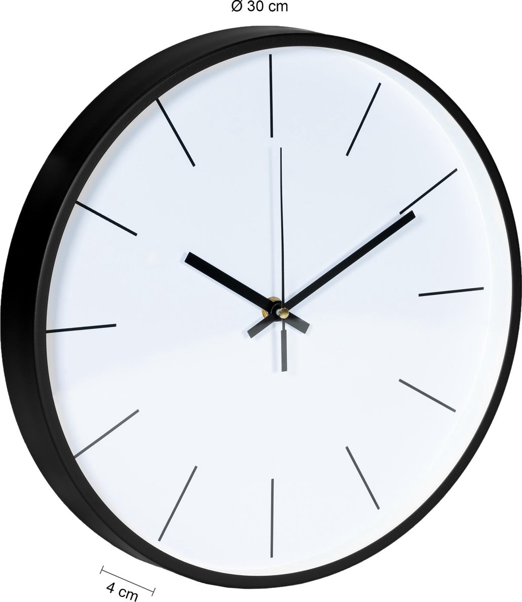 Quvio Basic Wandklok Wit Met Frame - Zwart