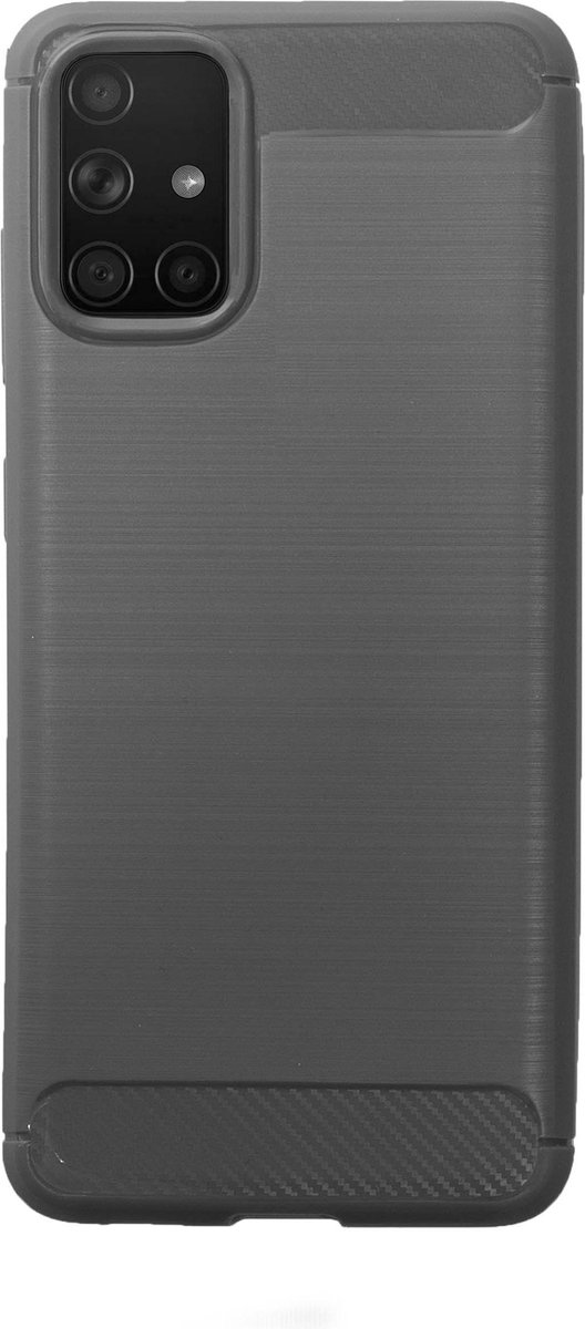 Bmax Carbon Soft Case Hoesje Voor Samsung Galaxy A71 - Grey/ - Grijs