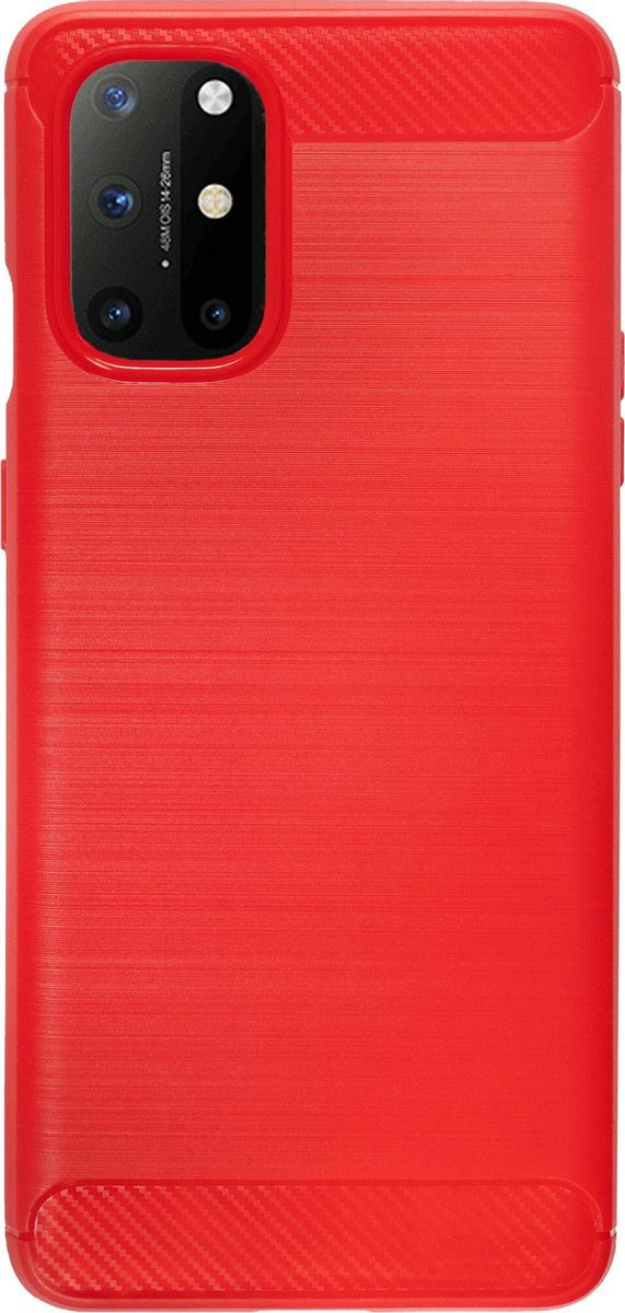 Bmax Carbon Soft Case Hoesje Voor Oneplus 8t - Red/ - Rood