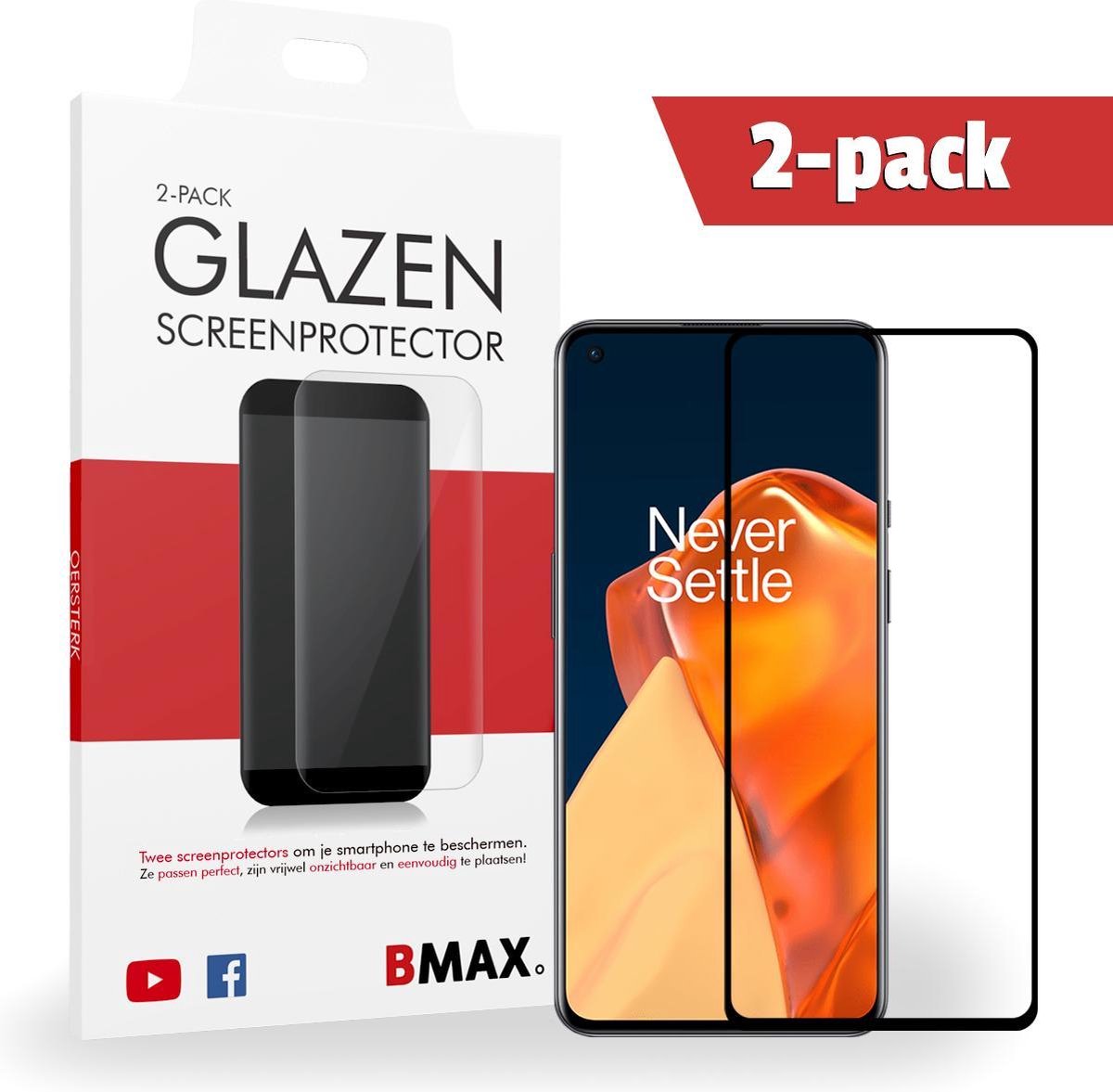 2-pack Bmax Oneplus 9 Screenprotector - Glass - Full Cover 2.5d - Black