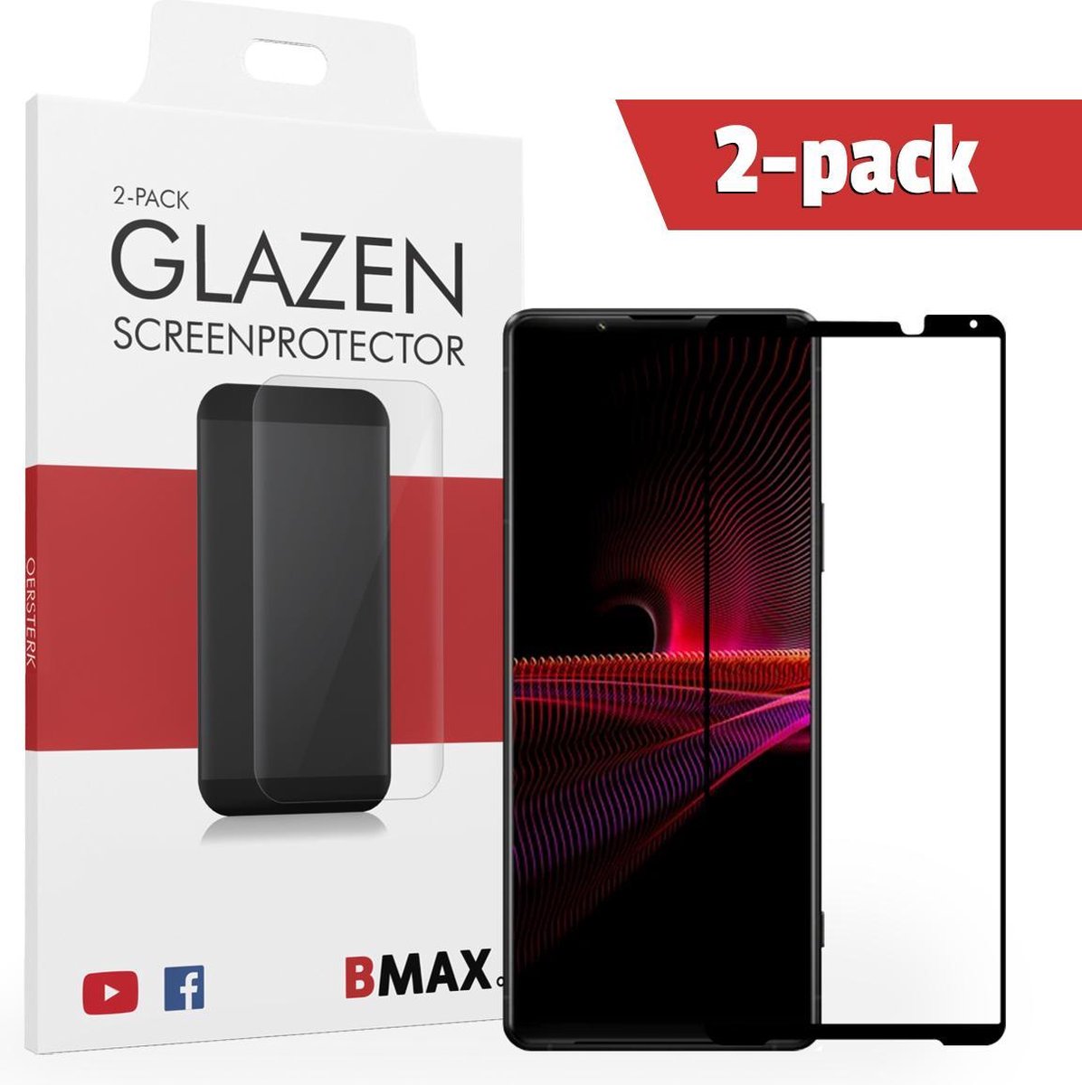 2-pack Bmax Sony Xperia 1 Iii Screenprotector - Glass - Full Cover 2.5d - Black