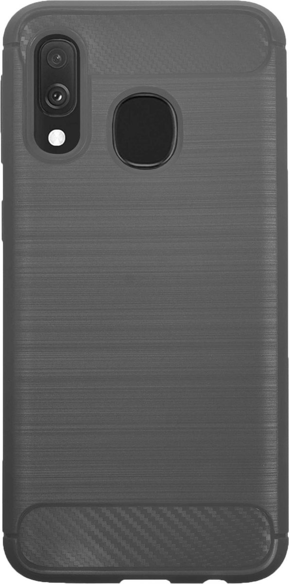 Bmax Carbon Soft Case Hoesje Voor Samsung Galaxy A40 - Grey/ - Grijs