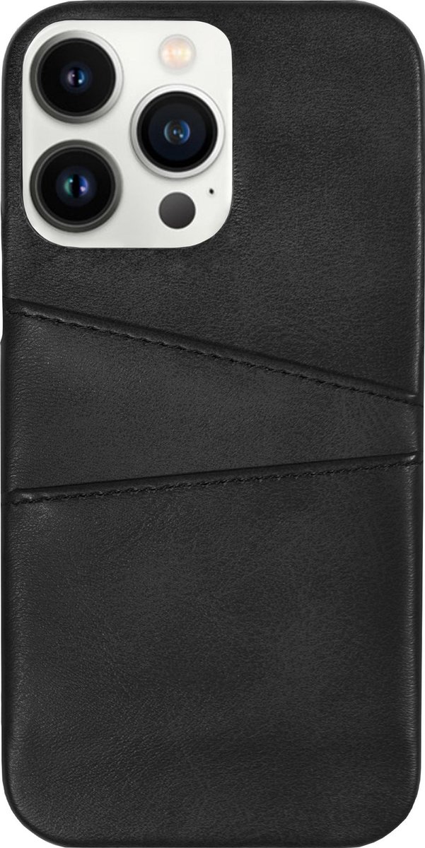 Bmax Pu Leather Card Slots Hard Case Hoesje Voor Iphone 13 Pro Max - Black/ - Zwart