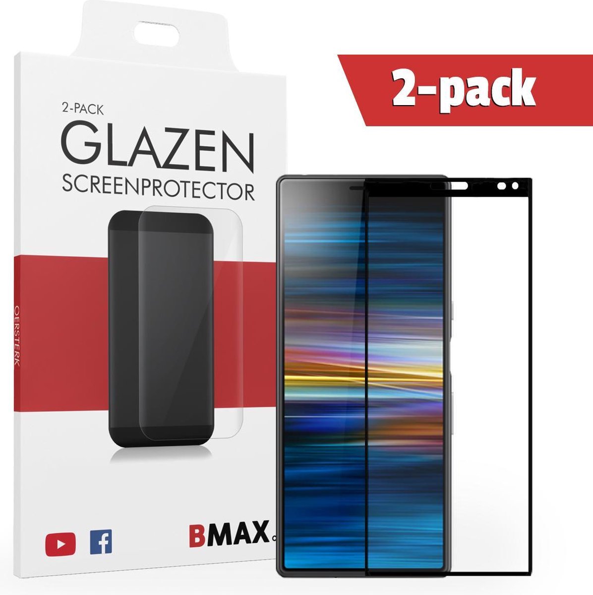 2-pack Bmax Sony Xperia 10 Plus Screenprotector - Glass - Full Cover 2.5d - Black