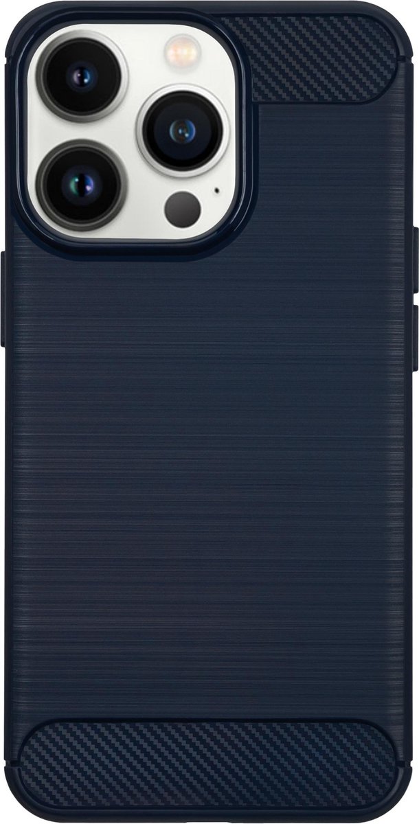 Bmax Carbon Soft Case Hoesje Voor Iphone 13 Pro - Blue/ - Blauw