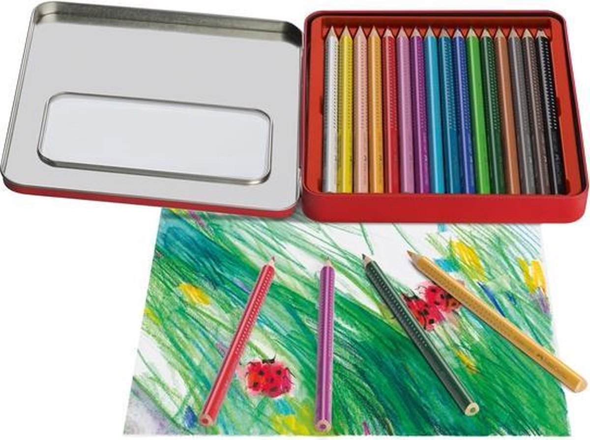 Faber Castell Kleurpotlood Jumbo Grip Etui Met 16 Stuks Assorti