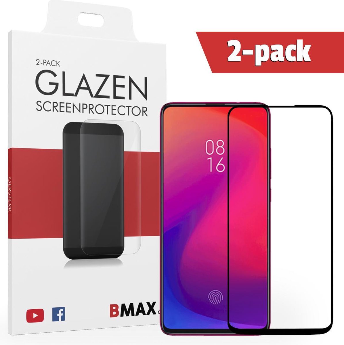 2-pack Bmax Xiaomi Mi 9t Pro Screenprotector - Glass - Full Cover 2.5d - Black