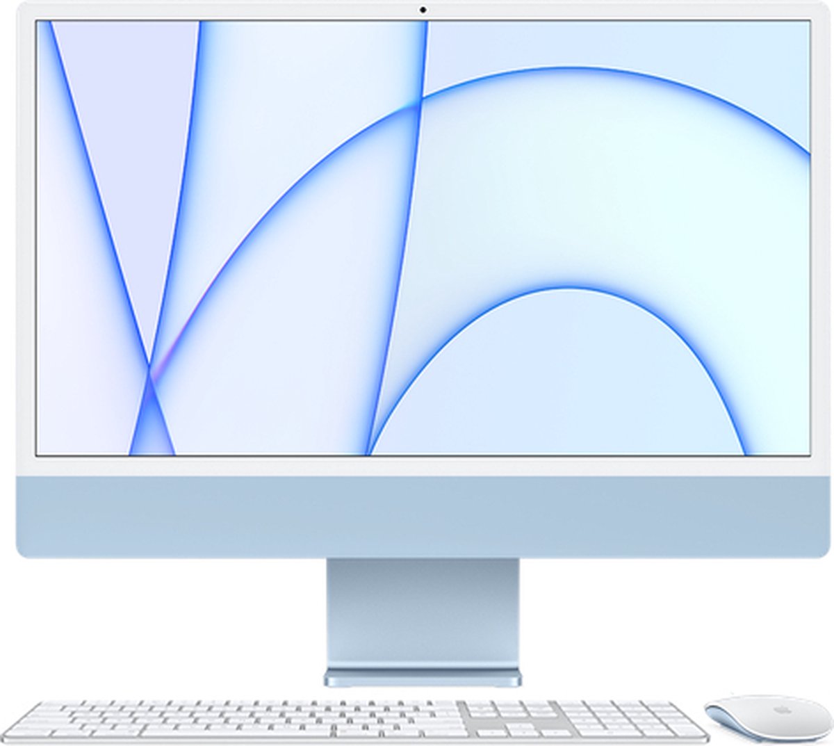 Apple iMac 24" (2021) 16GB/512GB M1 met 8 core GPU met numeriek toetsenbord - Blauw