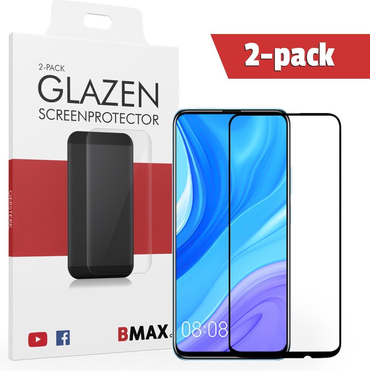 2-pack Bmax Huawei Y9s Screenprotector - Glass - Full Cover 2.5d - Black