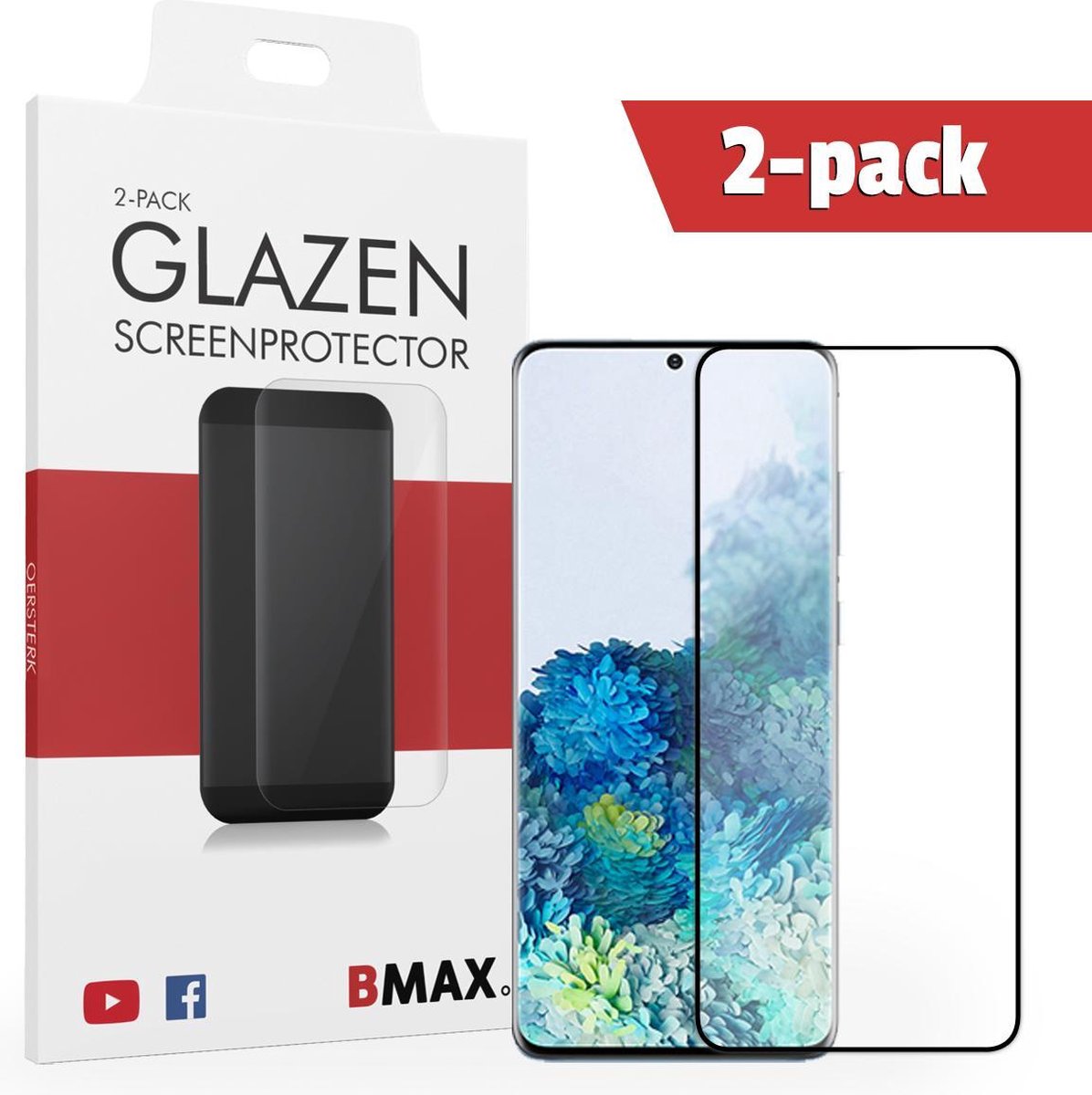 2-pack Bmax Samsung Galaxy S20+ Screenprotector - Glass - Full Cover 5d - Black