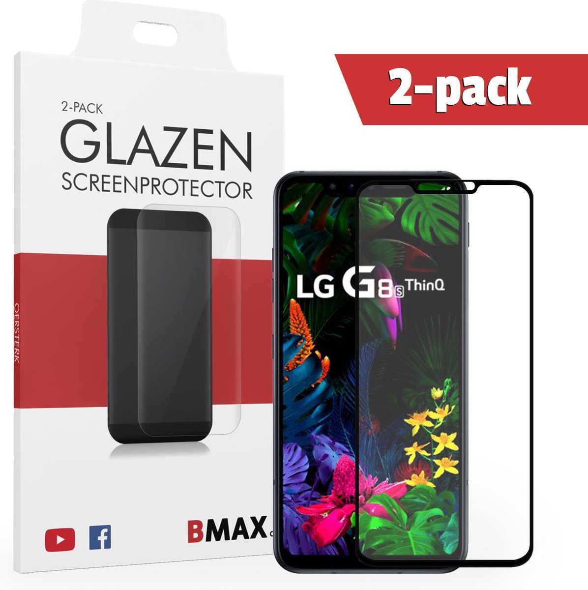 2-pack Bmax Lg G8s Thinq Screenprotector - Glass - Full Cover 2.5d - Black