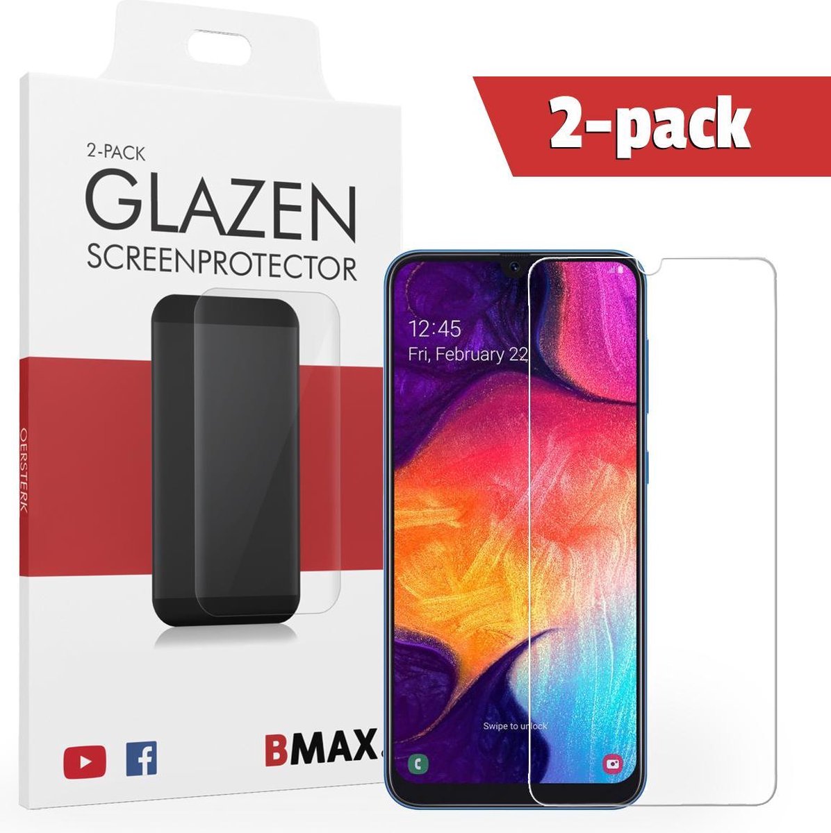 2-pack Bmax Samsung Galaxy A50 Screenprotector - Glass - 2.5d