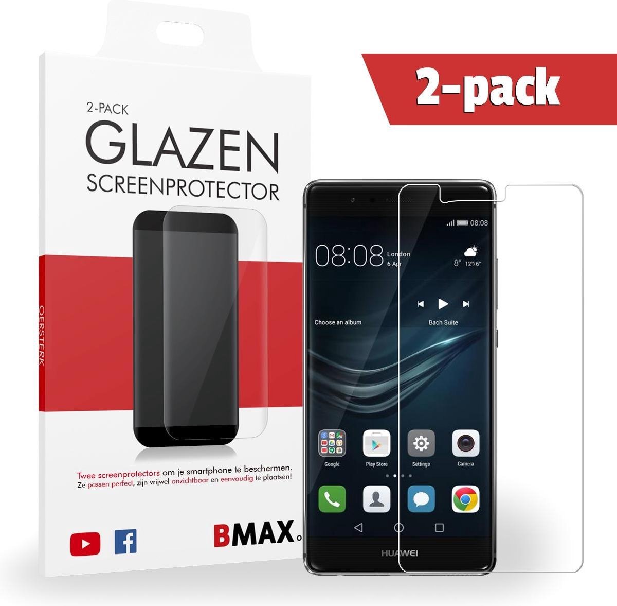 2-pack Bmax Huawei P9 Screenprotector - Glass - 2.5d