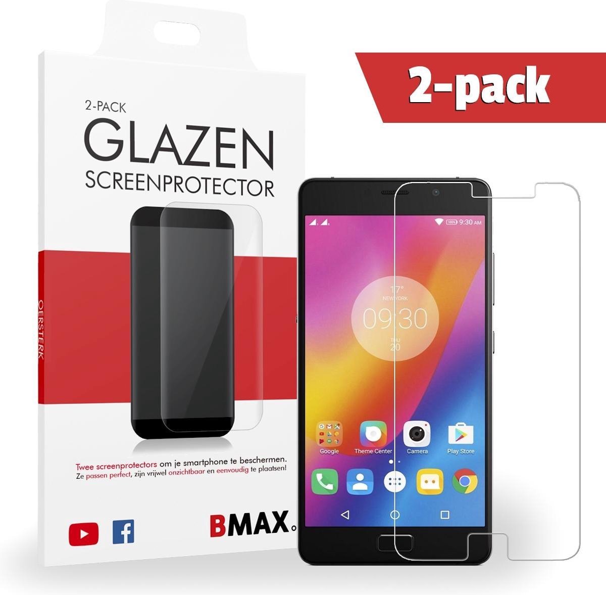 2-pack Bmax Lenovo P2 Screenprotector - Glass - 2.5d