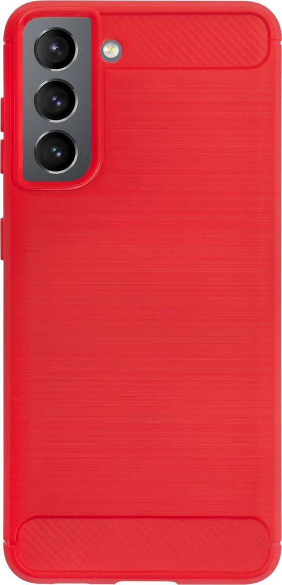 Bmax Carbon Soft Case Hoesje Voor Samsung Galaxy S21 - - Rood