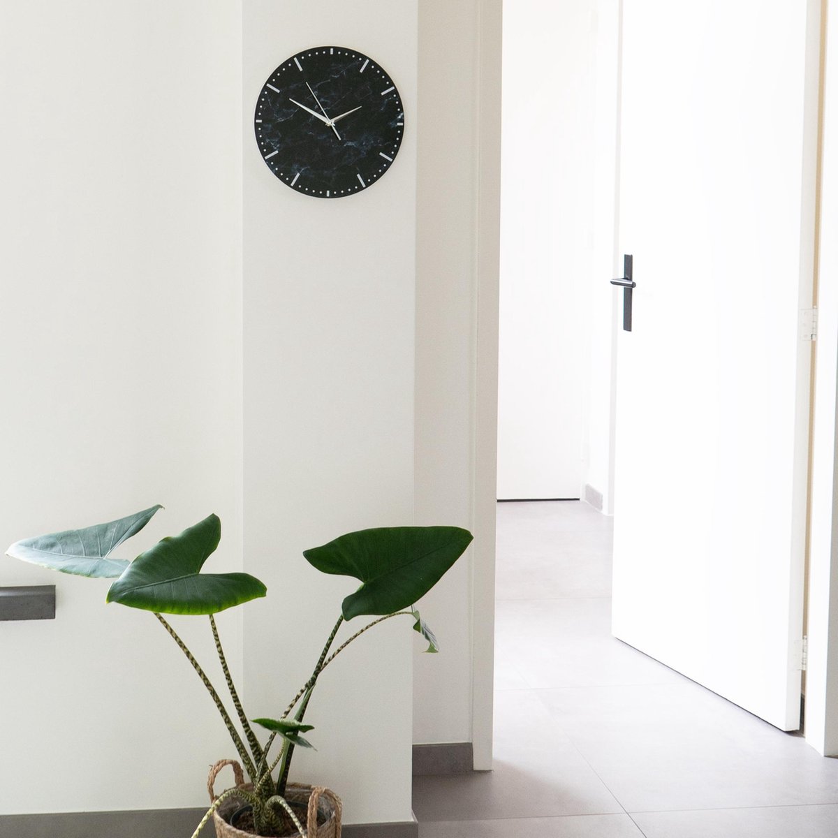 Quvio Wandklok Zonder Frame - Marmer - Zwart